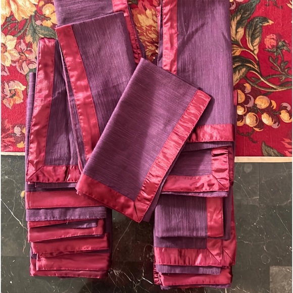 12 cotton purple and wine red dining table placemats - Picture 7 of 15